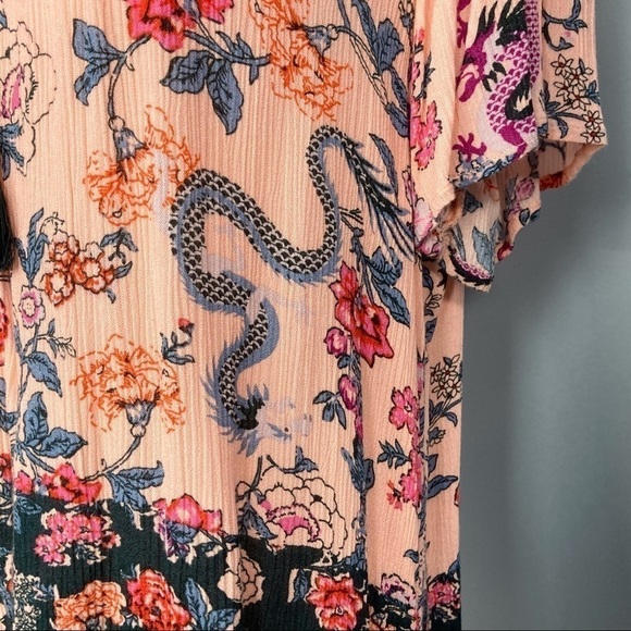 𝅺hippie Laundry Floral Dragons Tassel Tie Shirt - Picture 3 of 15